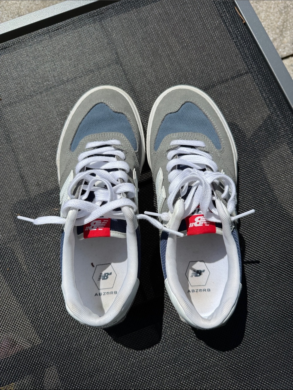 New Balance Men’s Gray, Blue & White Casual Runner Sneakers